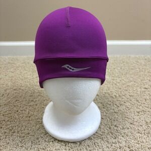Saucony Purple Running Beanie Hat With Ponytail Hole One Size Fits Most
